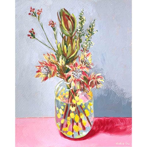 blushing bride posy still life painting