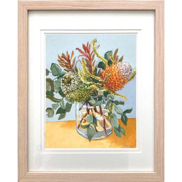 Orange and Green Banksia still life painting